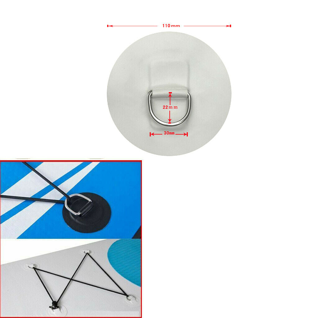 Quality 4 "stainless steel inflatable boat kayak dinghy D-RING PVC patch WHITE
