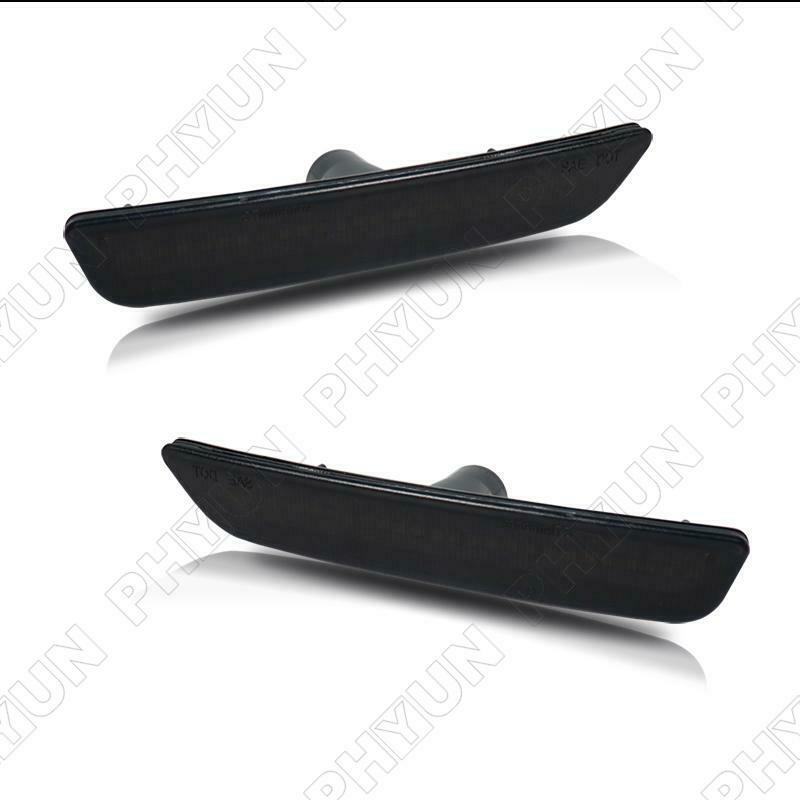2x White LED Front Bumper Side Marker Lights Smoke Lens For Ford Mustang 2010-14