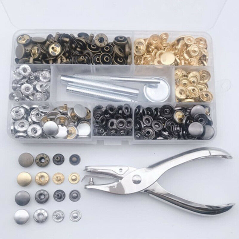 120pcs Leather Snap Fasteners Kit 12.5mm Metal Button Snaps Press St_AU