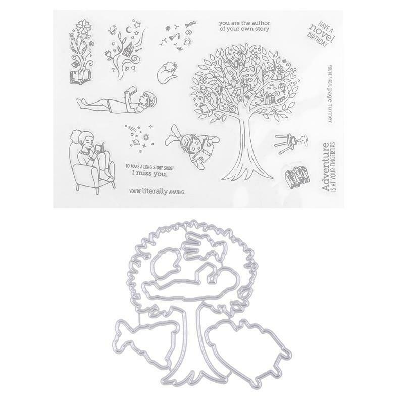 Reading Under The Tree Silicone Stamps Metal Cutting Dies Stencil Template Set