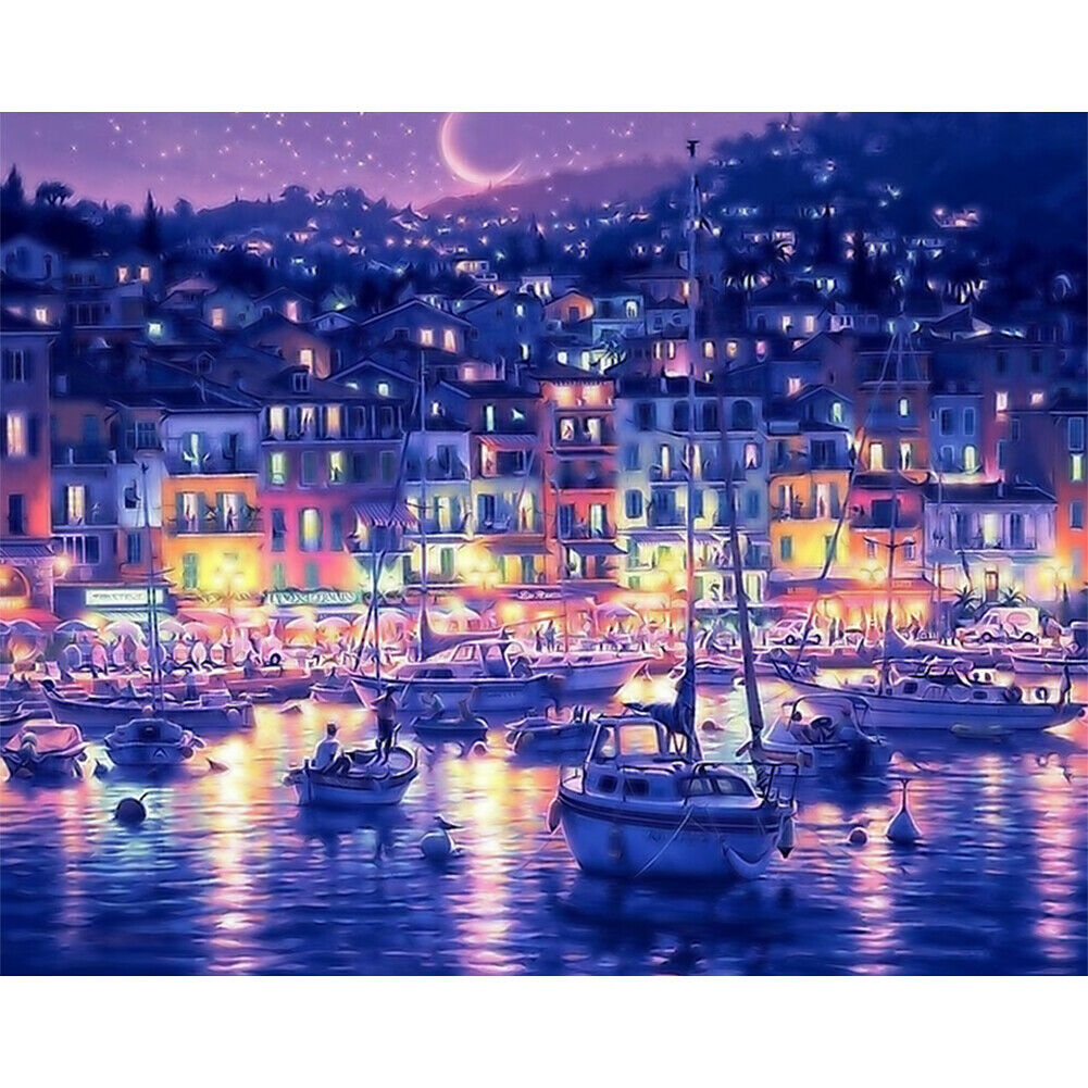 Painting By Numbers Kit DIY Night Sky Ship Canvas Oil Art Picture Craft Decor