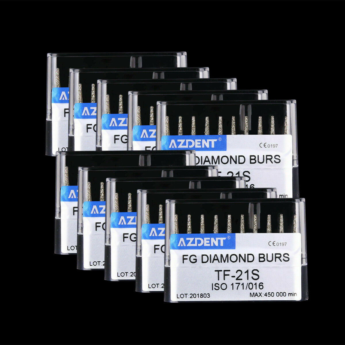 100 Packs Dental Diamond Burs FG Super Coarse Flat TF-21S For Turbine Handpieces