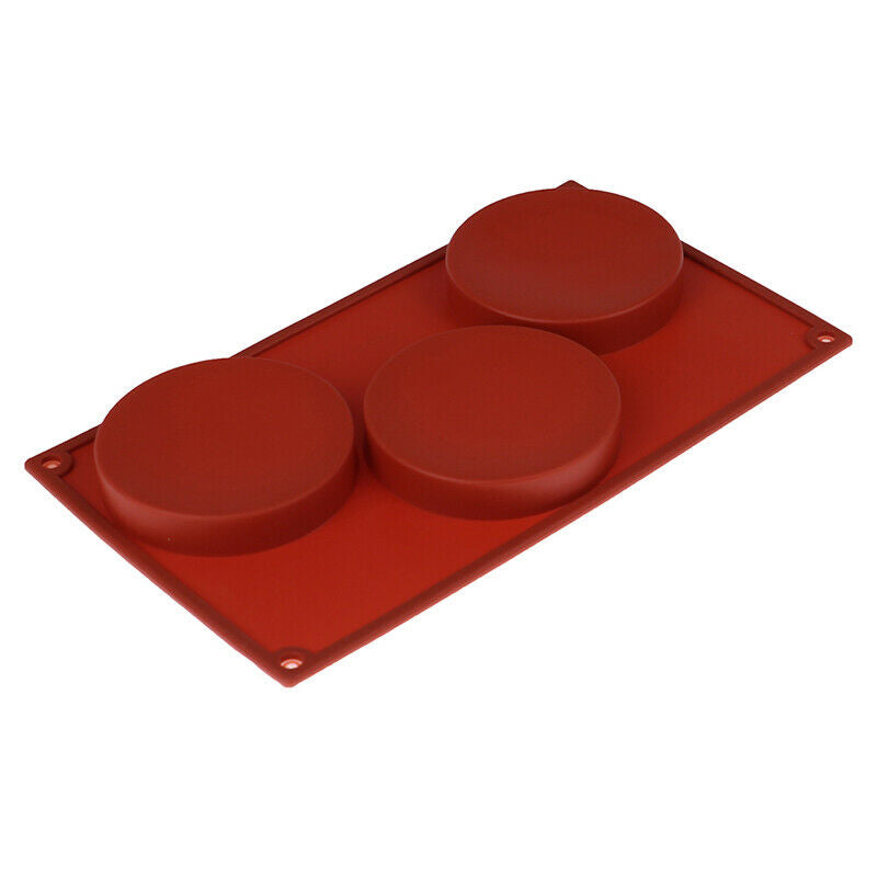 3 Cavity Large Round Disc Silicone Mold Shallow Cylinder Classic Mold Sha.l8