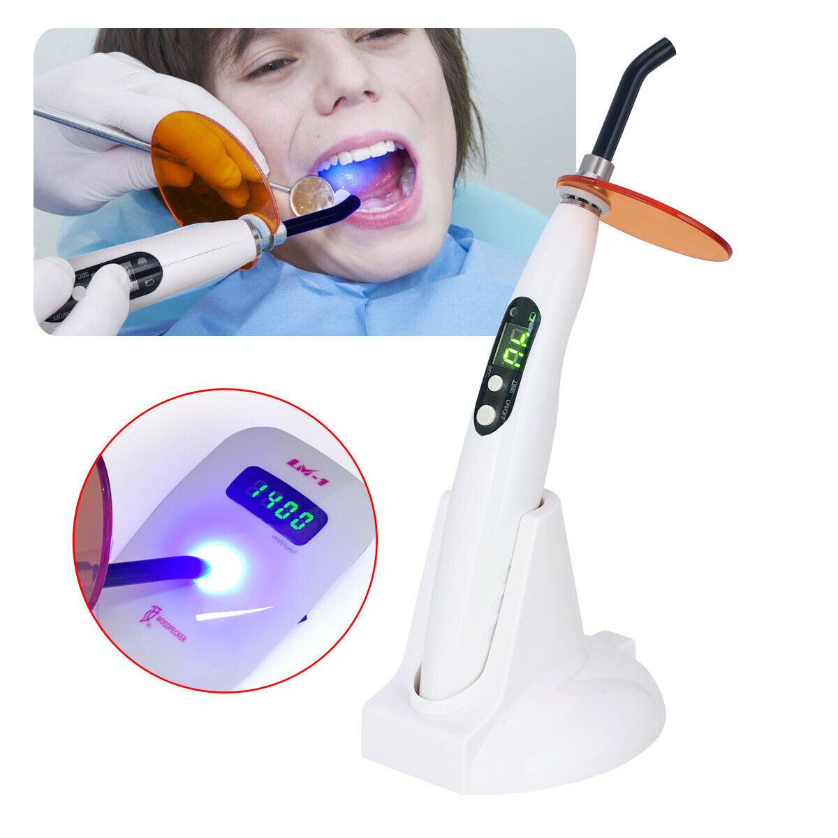 Woodpecker Style Dental Wireless Curing Light Lamp White F*LED-B 1400mw/cm2