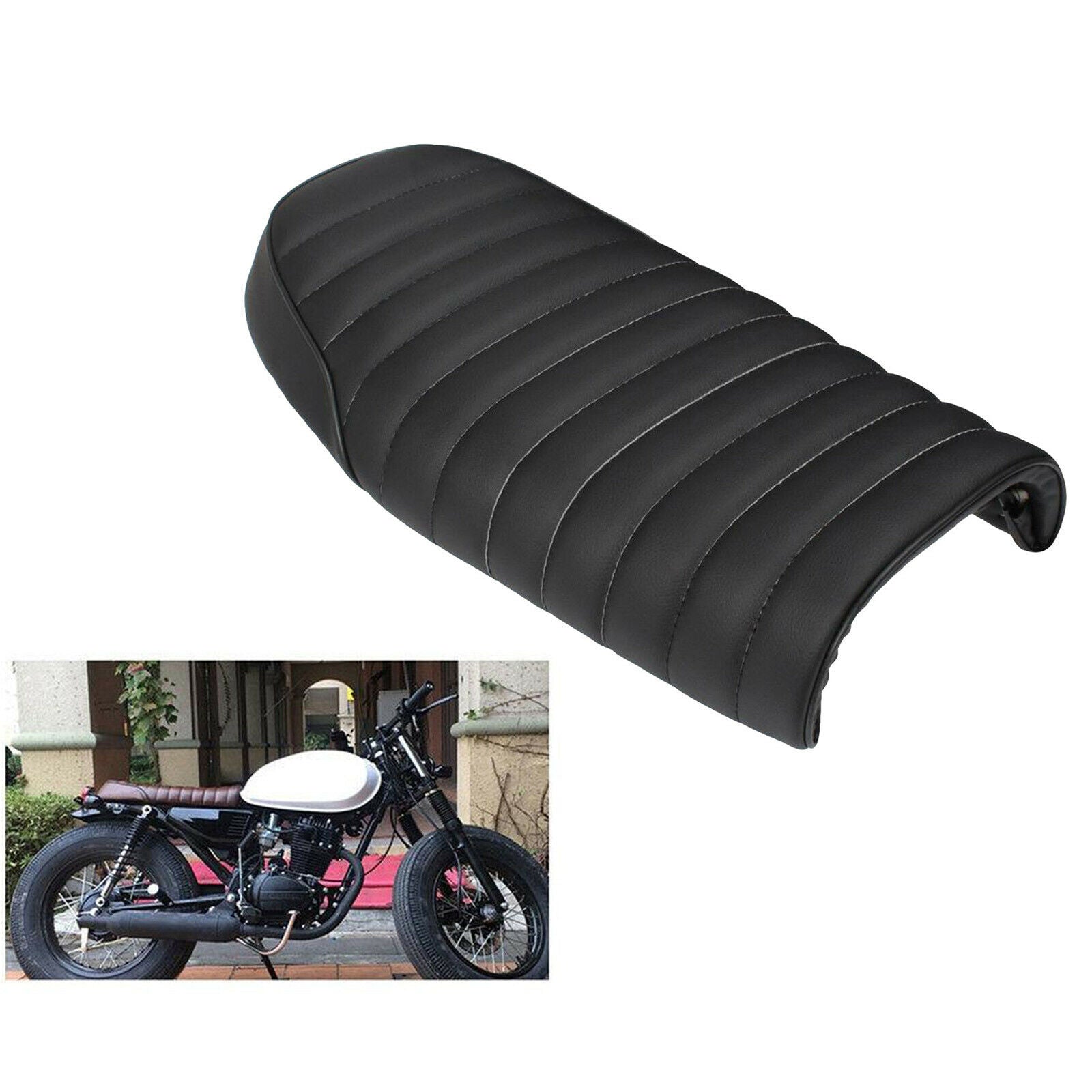 Soft Leatherette Motorcycle Flat Seat Saddle Cushion for Cafe Racer High quality