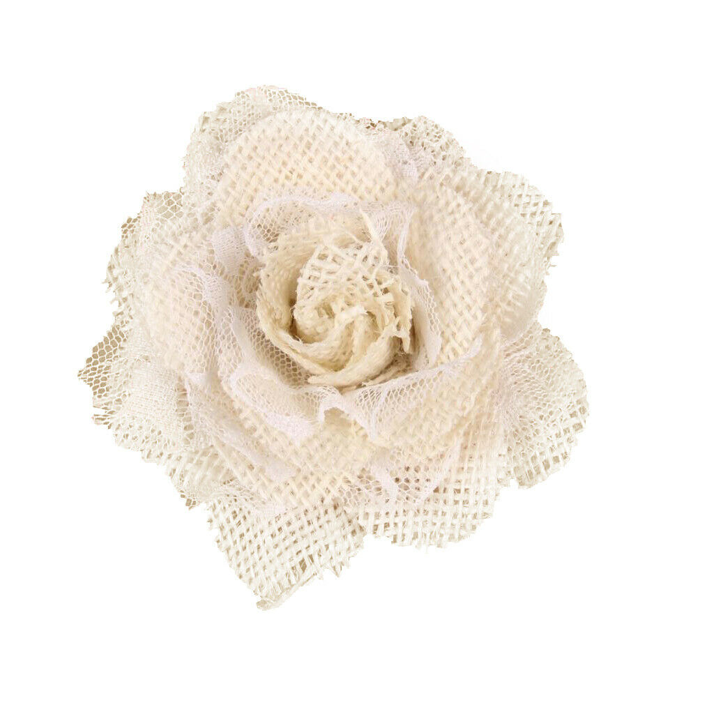 Lot of 5pcs Hessian Lace Rose Heads Party Home DIY Craft Decoration