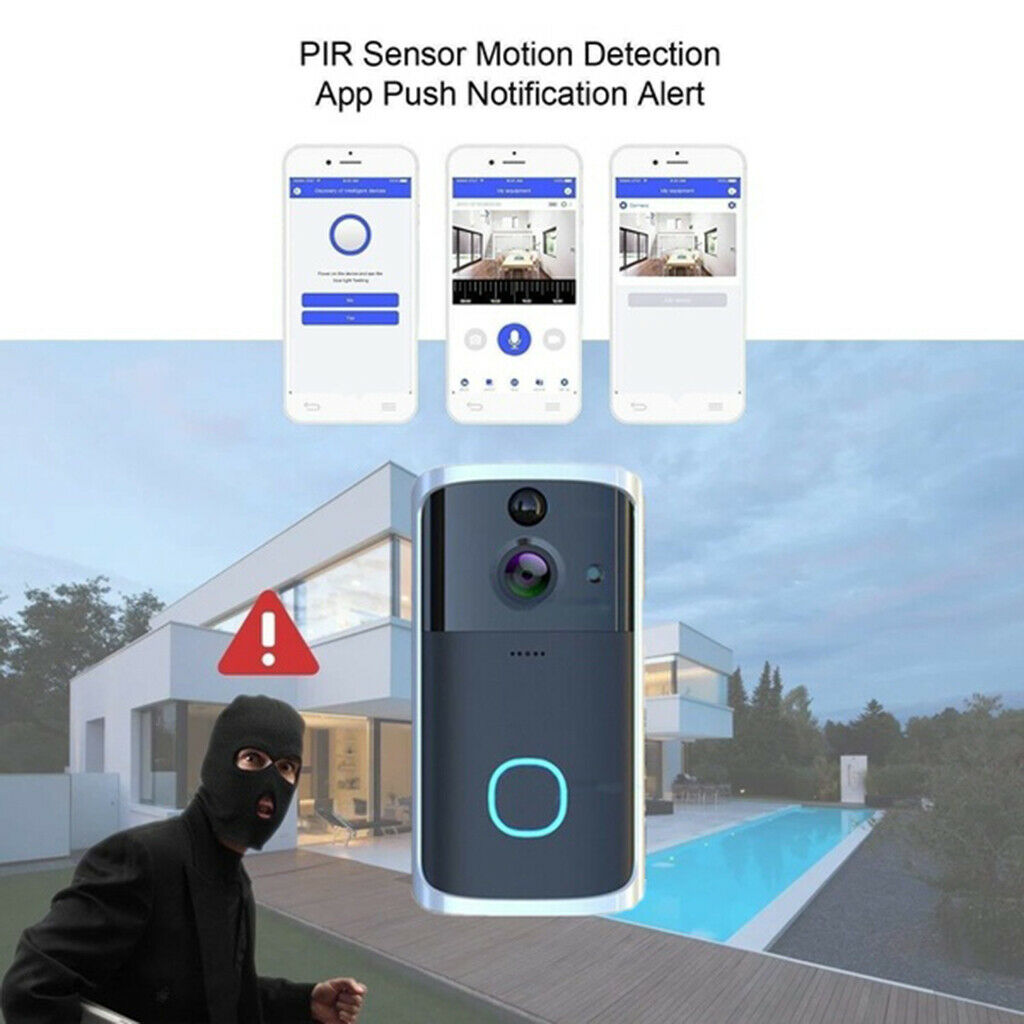 FHD1080P Black Video Doorbell Wire-Free Camera Security   Night Vision