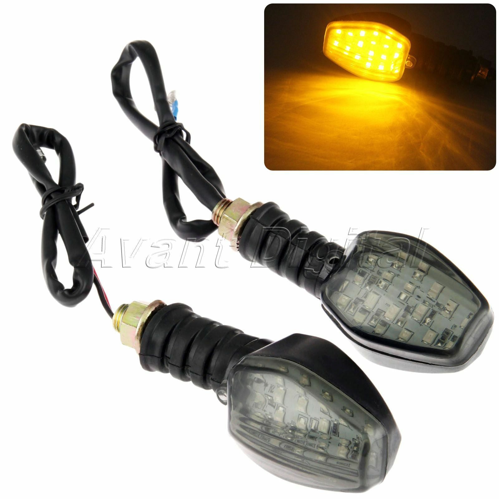 Universal 12V Cafe Racer Bobber Chopper Motorcycle Turn Signals Indicator Lights