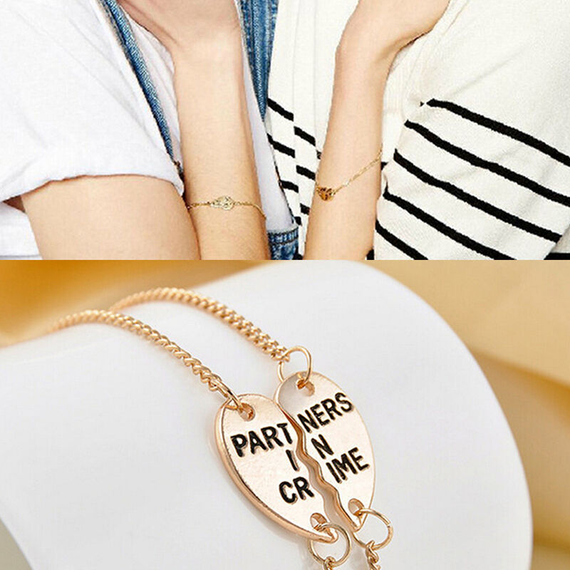 New Best Friends Forever Split Heart Pendant Bracelet Set Friendship Jewel.l8