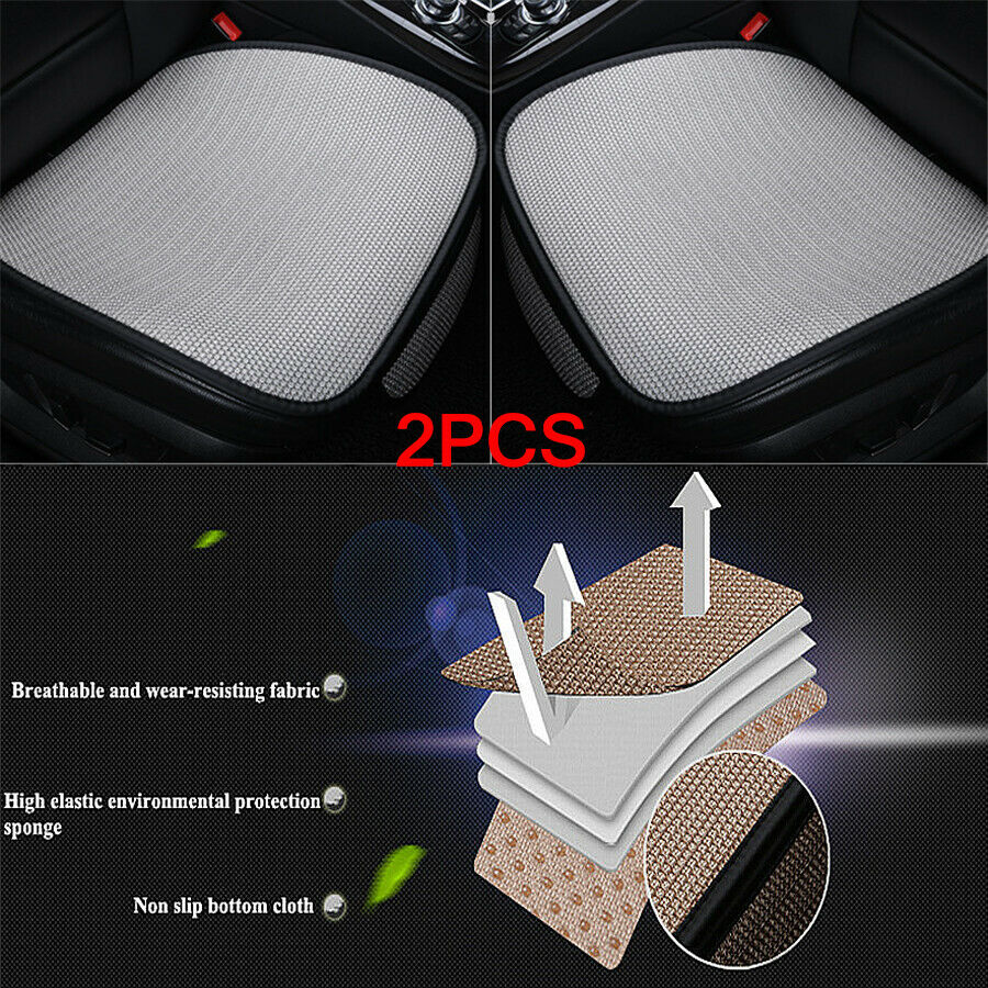 2X Car Grey Ice Silk Front Seat Cushion Soft + Comfortable Especially for Summer