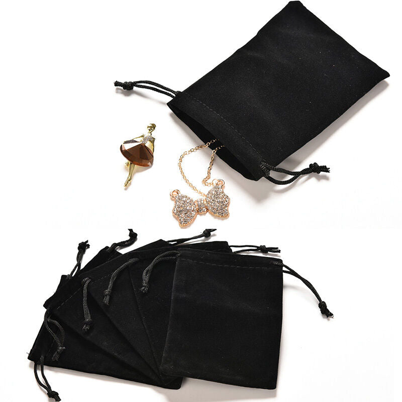 2X Jewelry Bag Black Velvet Necklace Ring Earrings Storage Bag Display Bag.l8