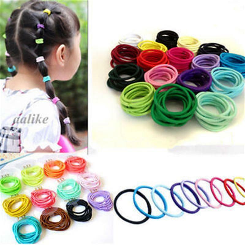 100PCS Girl Kids Elastic Rubber Hair Bands Baby Ponytail Holder Head Rope Ties