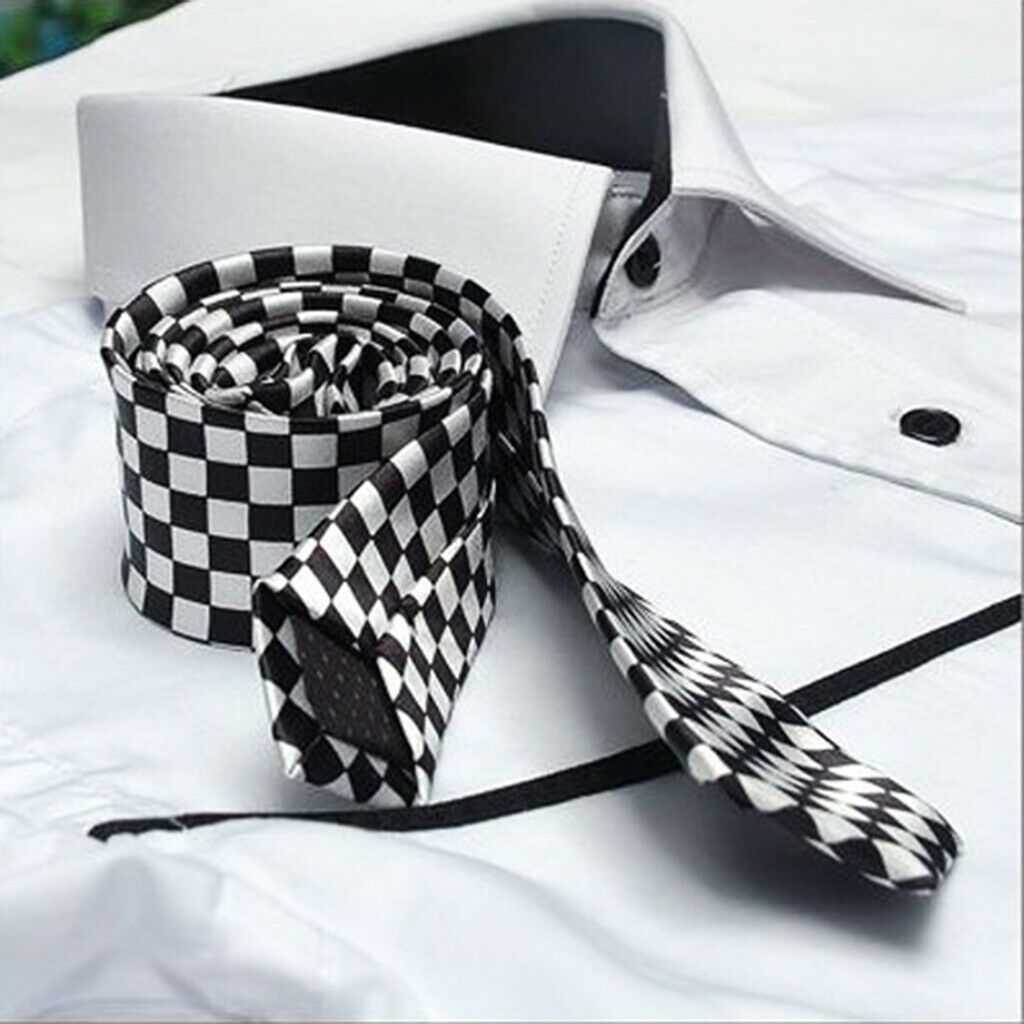 Black White Plaid Scottish  Necktie For Men