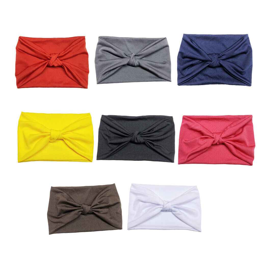8pcs Women Sports Yoga Wide Head Wrap Headband Elastic Hair Band