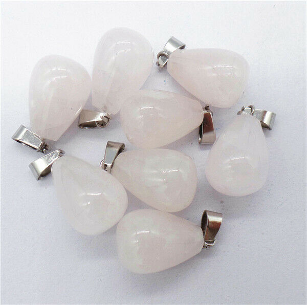 100Pcs 18x13mm Wholesale Natural Rose Quartz Teardrop Pendant Bead DIY HH8327