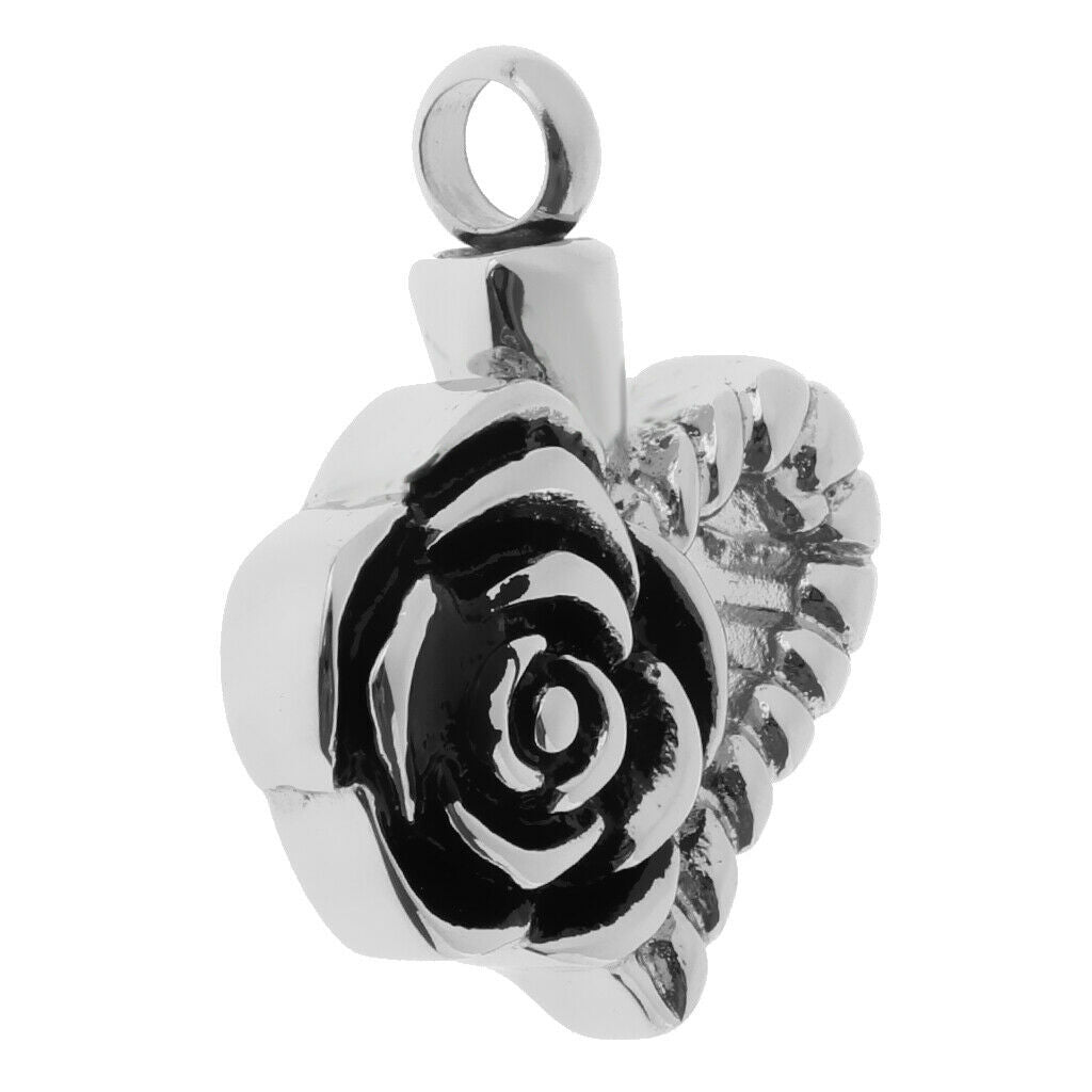 Stainless Steel Flower Heart Urn Pendant Memorial Cremation Ash Holder 3