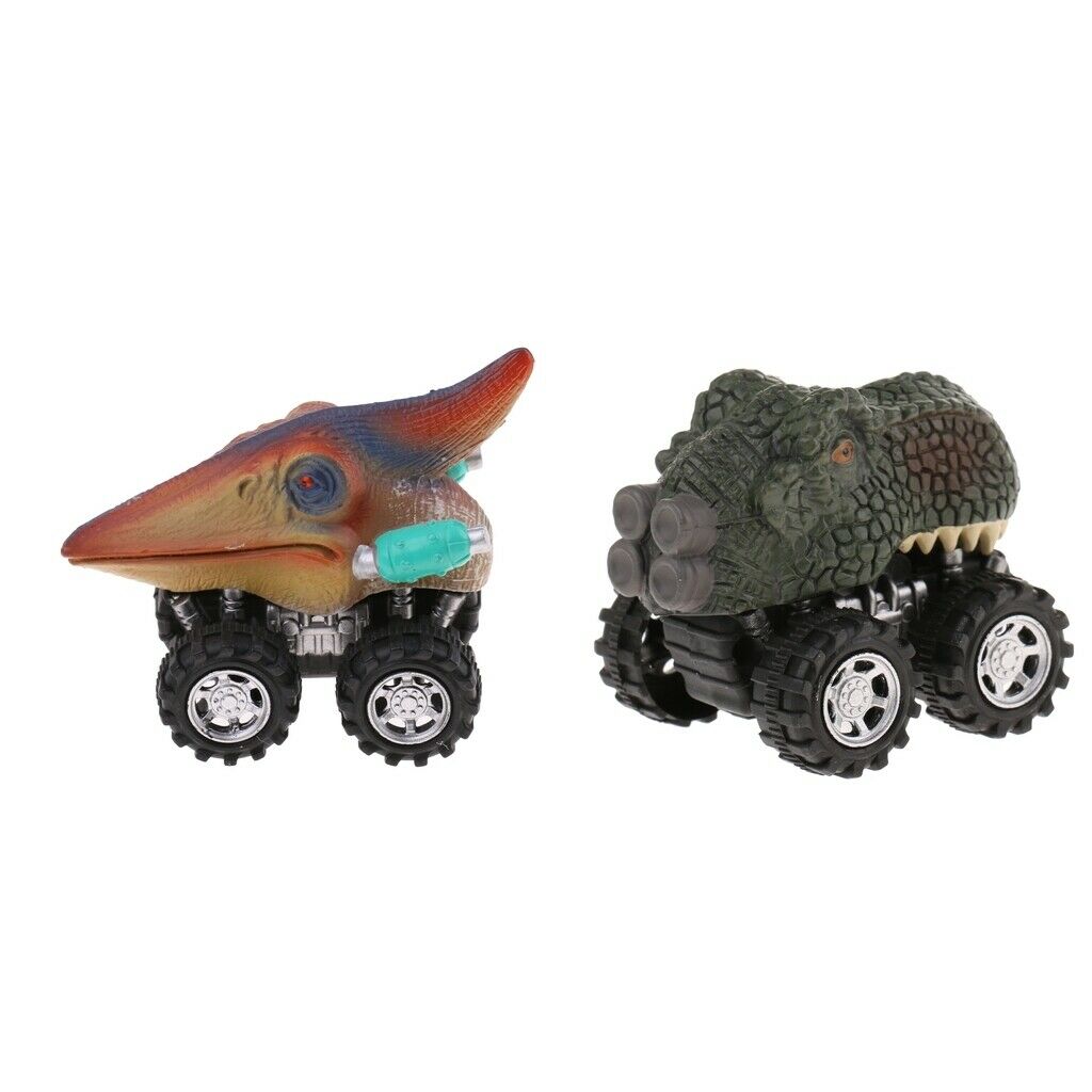 2x Dinosaurs Animal Figures Pull Back Cars Jurassic Toys Kids Birthday Gifts
