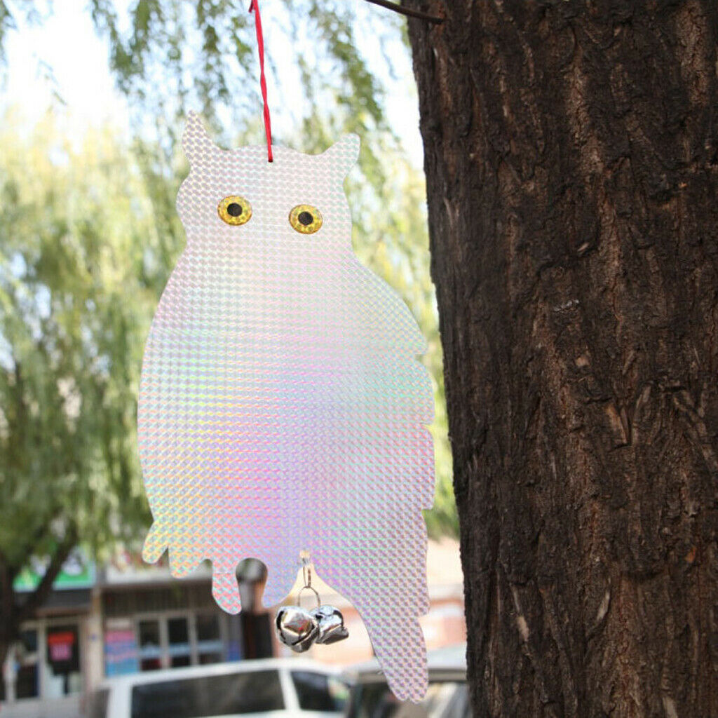 4 Pair Reflective Flying Owl Decoy & Bird Repellent Scarecrow Bird Deterrent