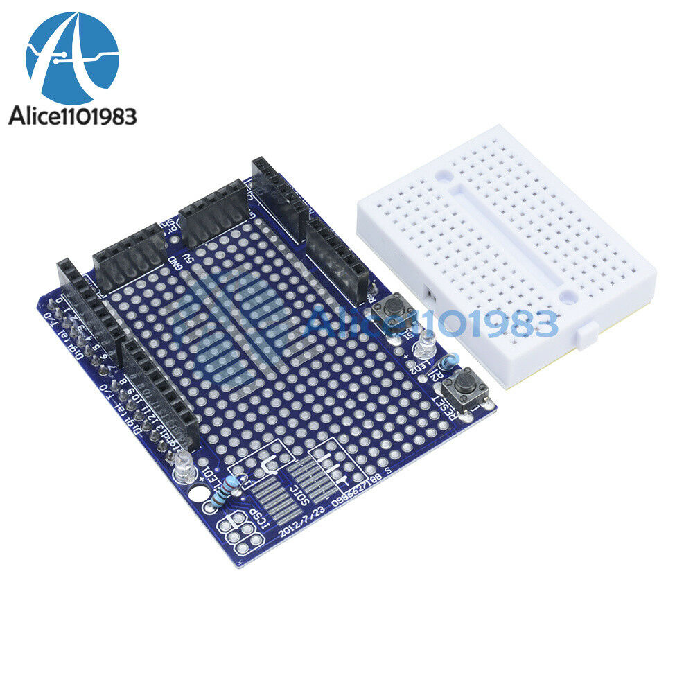 Atmega328P UNO R3 Arduino Prototype Shield ProtoShield + Mini Breadboard