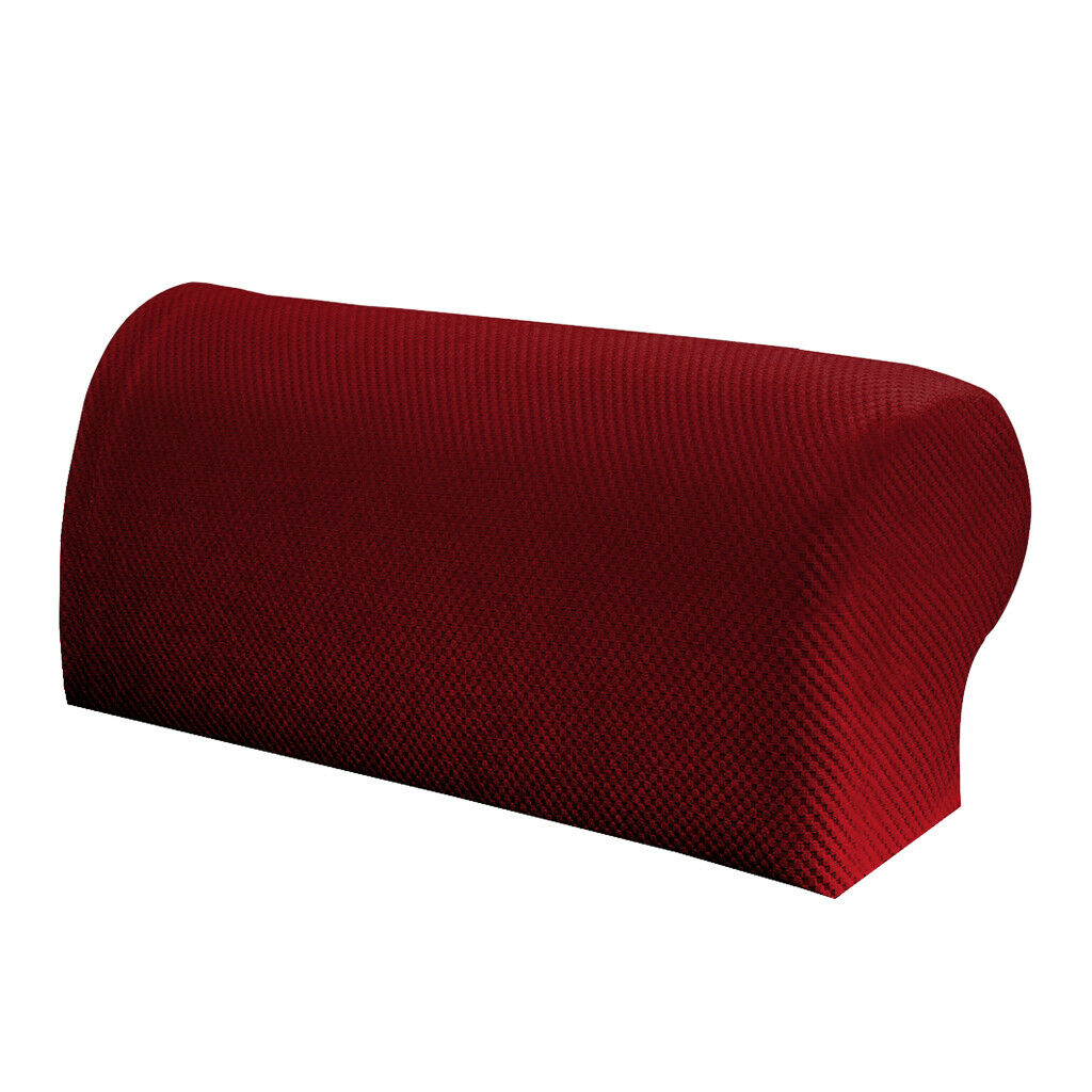 1 Pair Elastic Sofa Armrest Covers Armchair Slipcovers Protector Red
