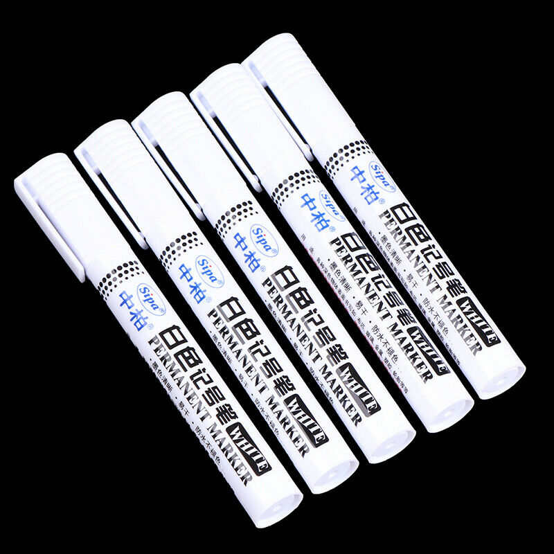 5pcs SM389 White Marker Pen Permanent For Metal Metallic Pen Craftwork Su.l8