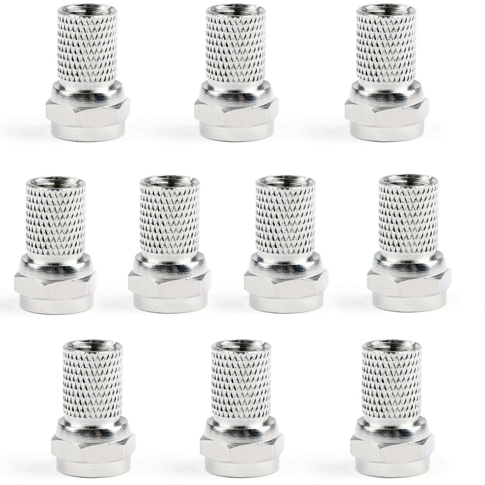 10x F Plug Connectors Screw Twist Coax For RG6 Satellite VIRGIN TV Aerial Cable