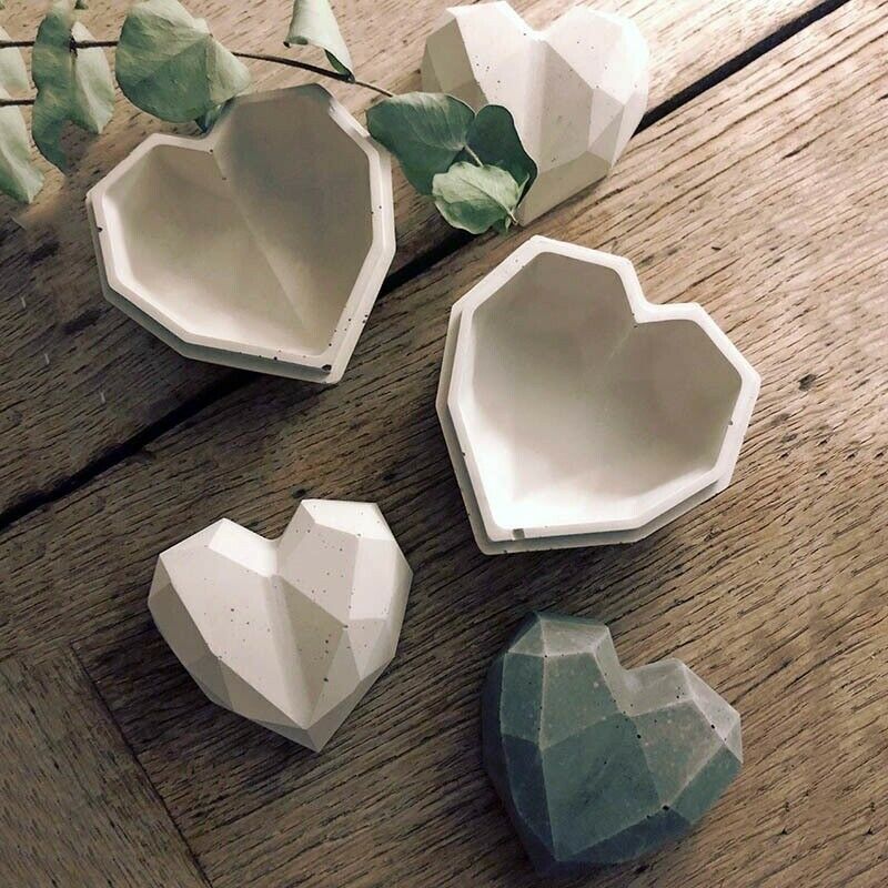 2PCS Silicone Heart Design Storage Box Mold Making Mould Casting Free Cra.l8