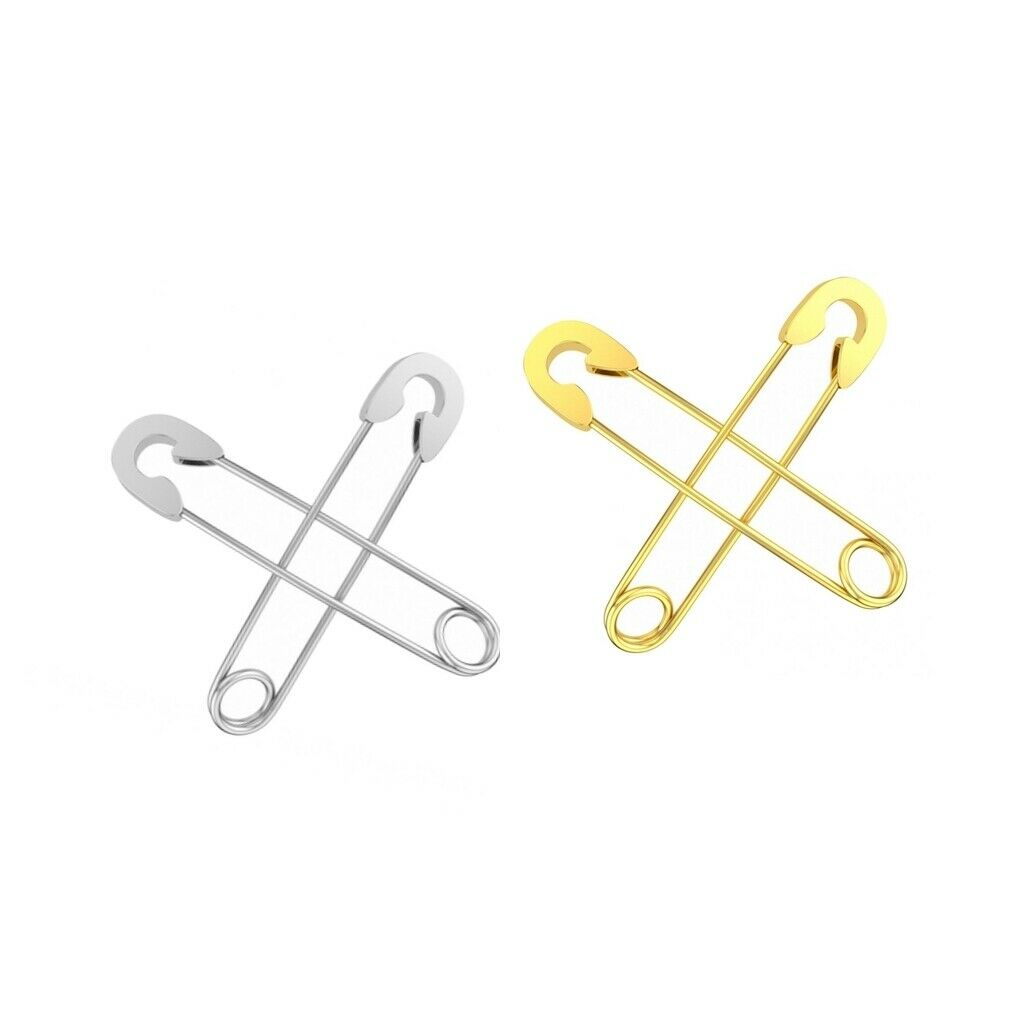 4pcs Ladies Girls Punk Safety Pin Earrings Drop Stainless Steel Ear Cuff