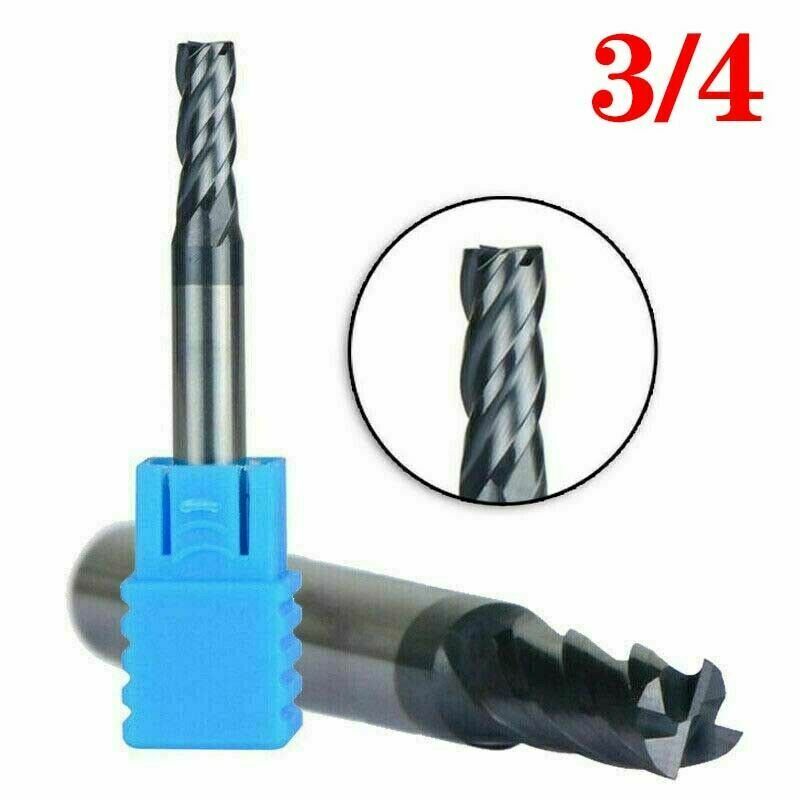 3/4" Carbide Square End Mill, HRC45° Single End 4 Flute AlTiN Coating Mill Bits