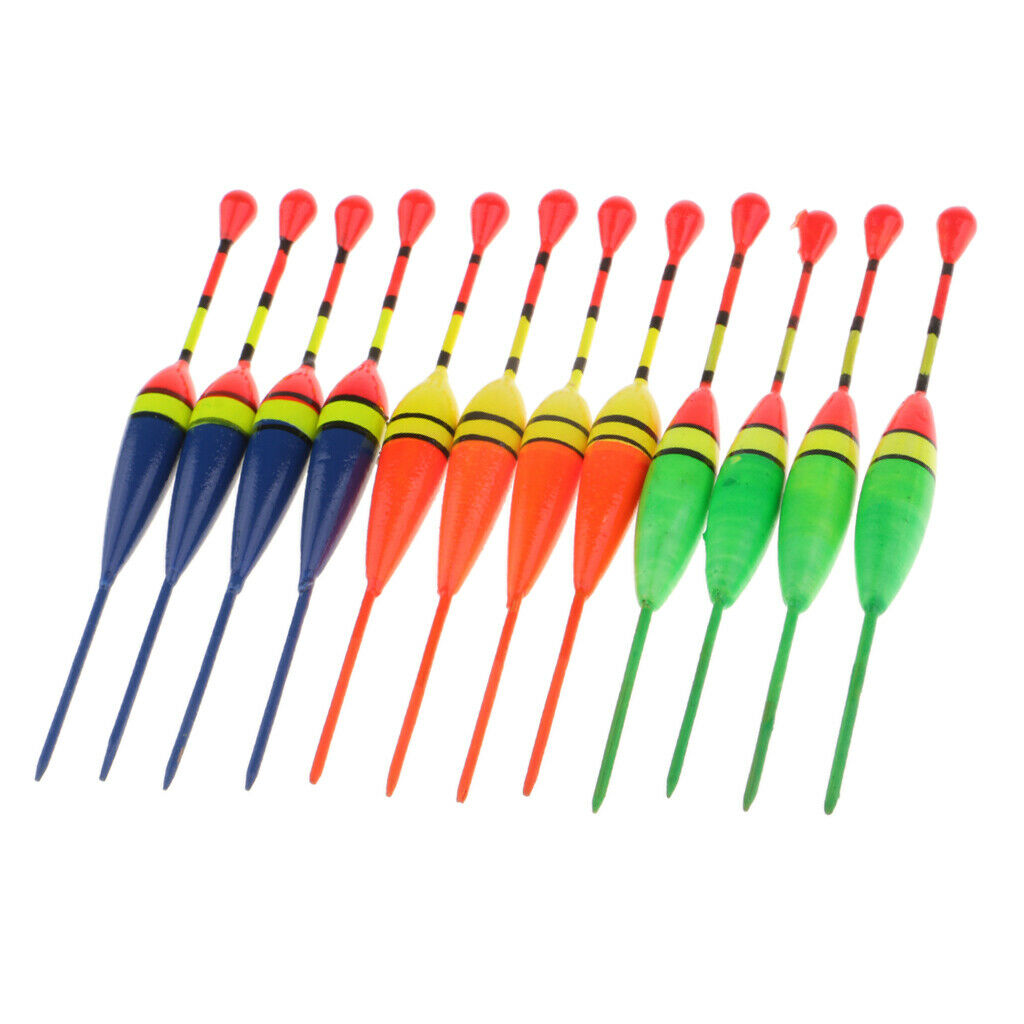 2X 12pcs Fishing Float Bobbers Wood Vertical Fishing Buoys Bait Indicators 11cm