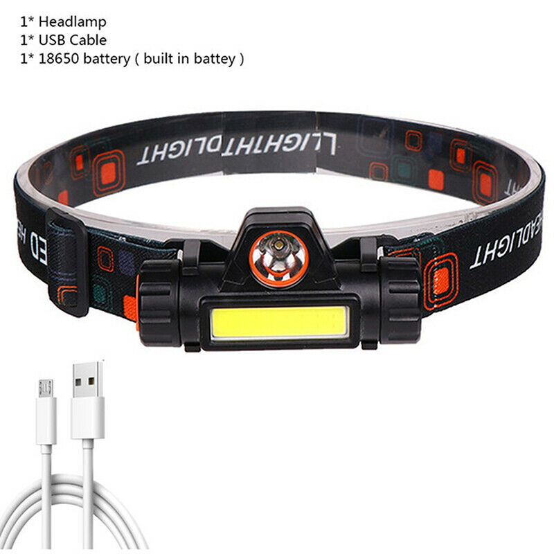 USB 18650 Rechargeable Battery LED Headlamp COB Work light 2 Mode With Ma.l8