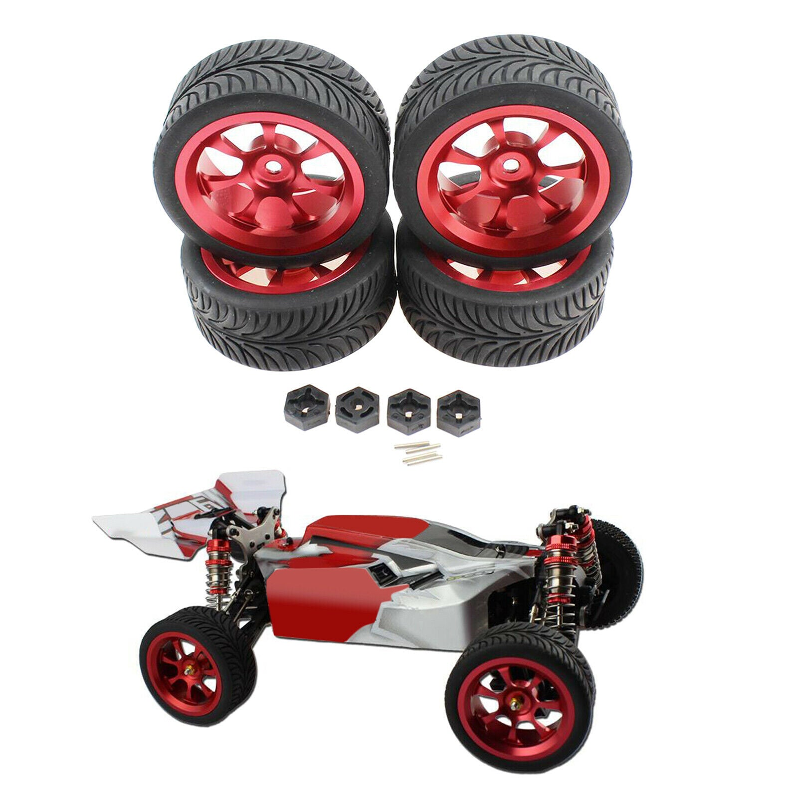 16PCS Wheel Rims + Tire for WLtoys 144001 124018 124019 RC Car DIY Accessory