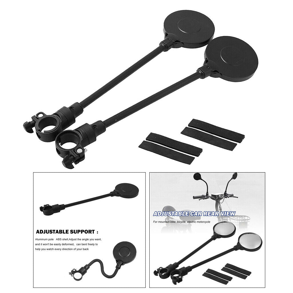 2PCS Bicycle Bike Cycle Handlebar Rear View Rearview Mirror Round Back