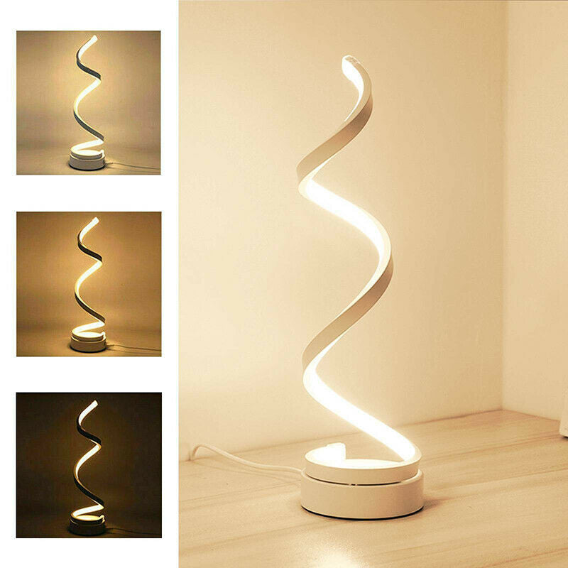 LED Spiral Living Room Table Lamp Desk Warm White Modern Read Western Romantic