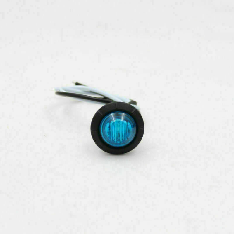 20X Mini Round 12V Blue 3/4" Smoked Side 3 LED Marker Truck Trailer Bullet Light