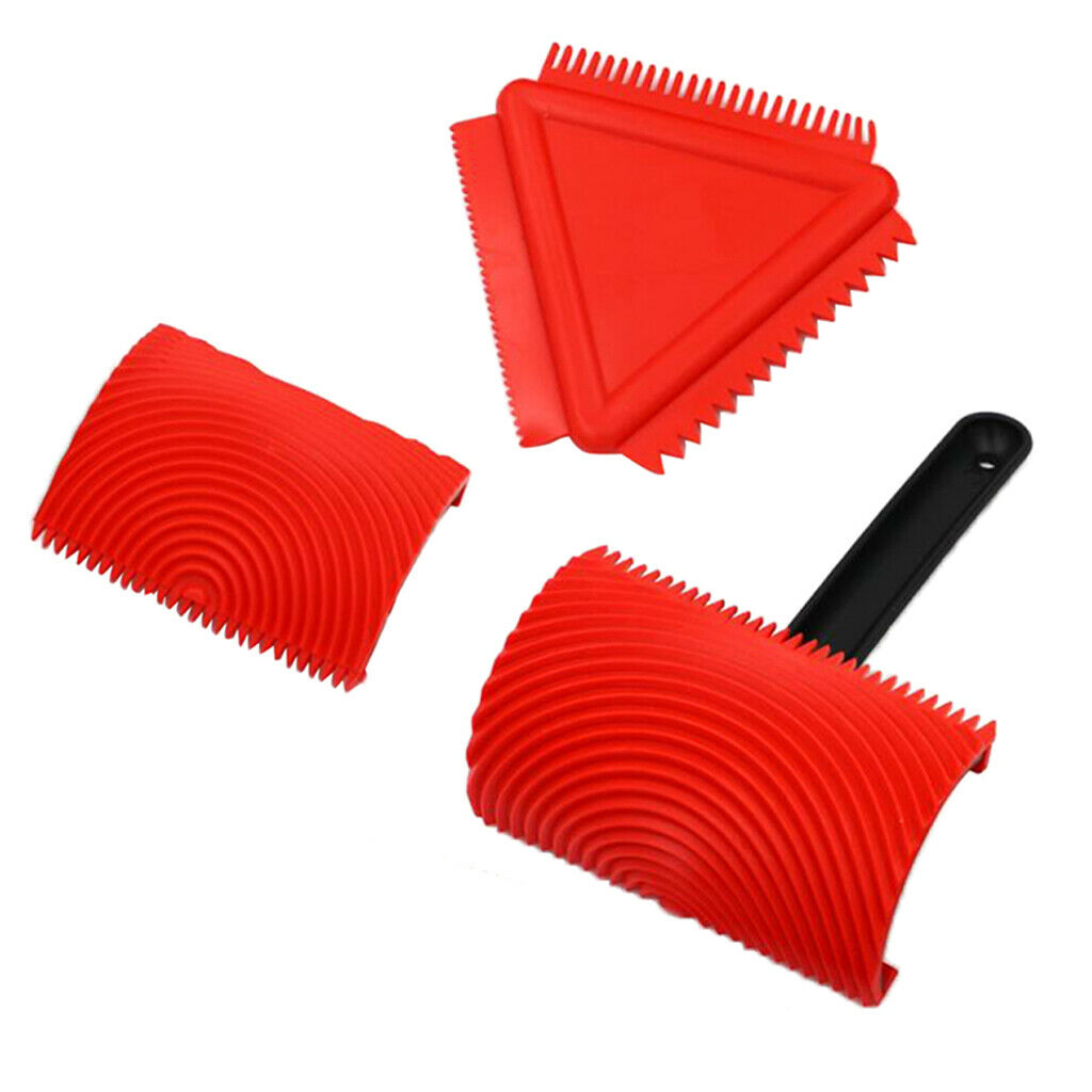 3pcs/Set Rubber Wood Grain Pattern Paint Roller Imitation Wall Paper
