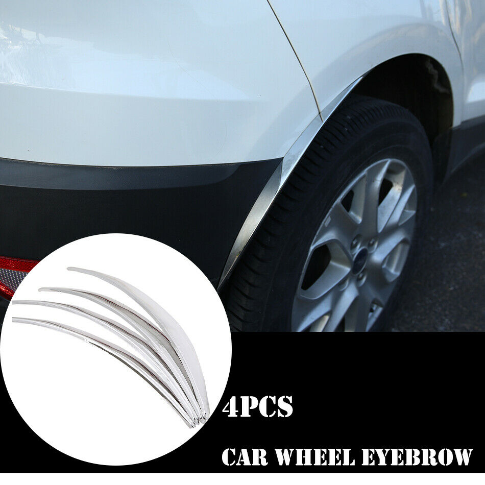 4x Chrome Car Wheel Eyebrow Arch Protector Trim Lips Fender Flares Universal Fit