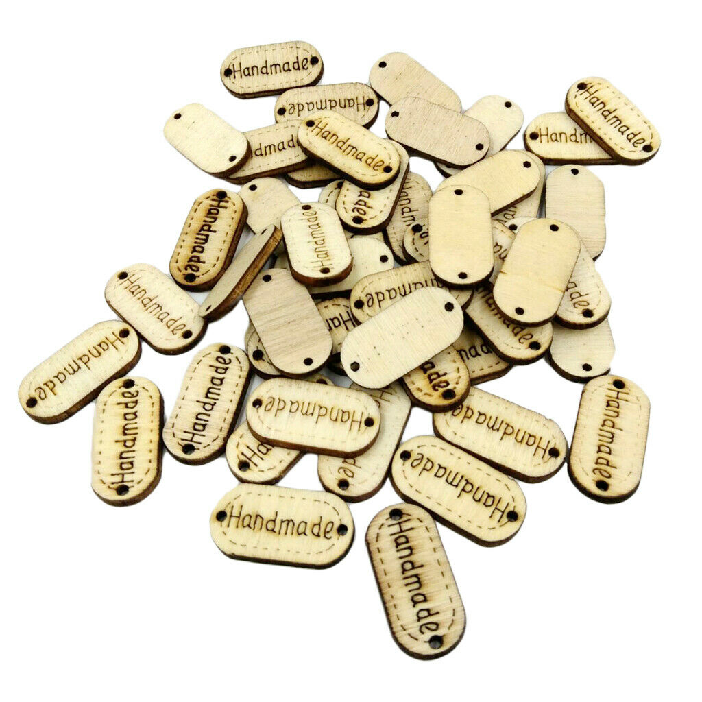 100 pieces shabby chic rectangle handmade wooden buttons 2 holes tags