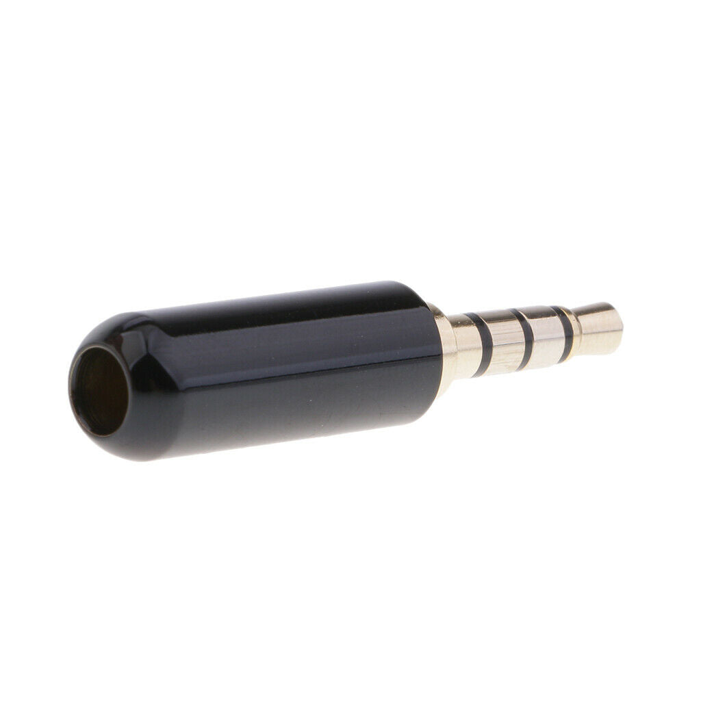 2PCS 3.5mm 1/8" Jack 4 Pole Stereo Audio Male Plug + Female Jack Soldering Black
