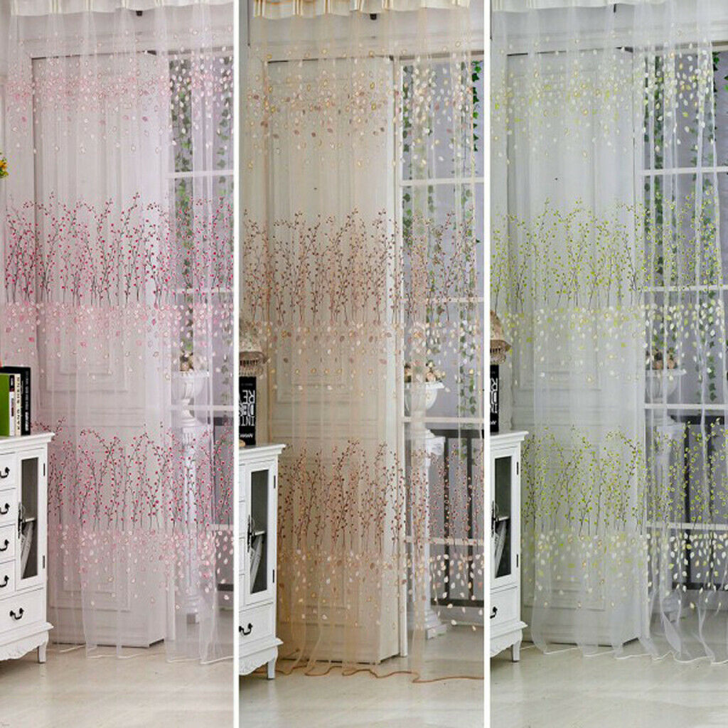 100x200cm Plum Blossom Wintersweet Curtain Tulle Room Divider -Yellow
