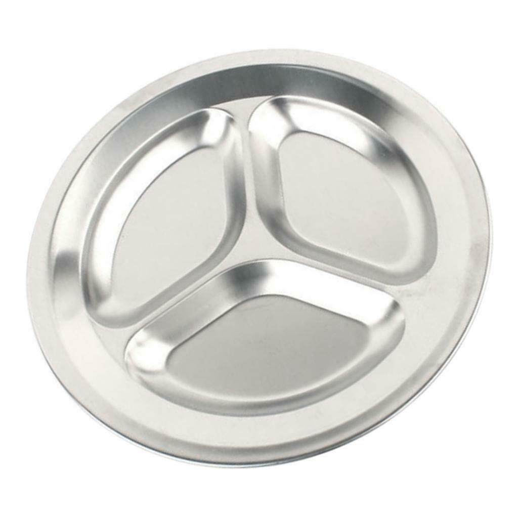 Round 201 Stainless Steel Divided Plates for Kids Picnics Portion Control