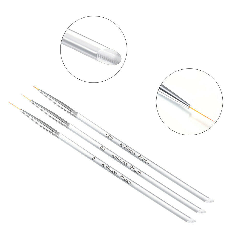 3PCS/Set Nail Art UV Gel Liner Drawing Brush Flower Painting Pen Manicure Tool