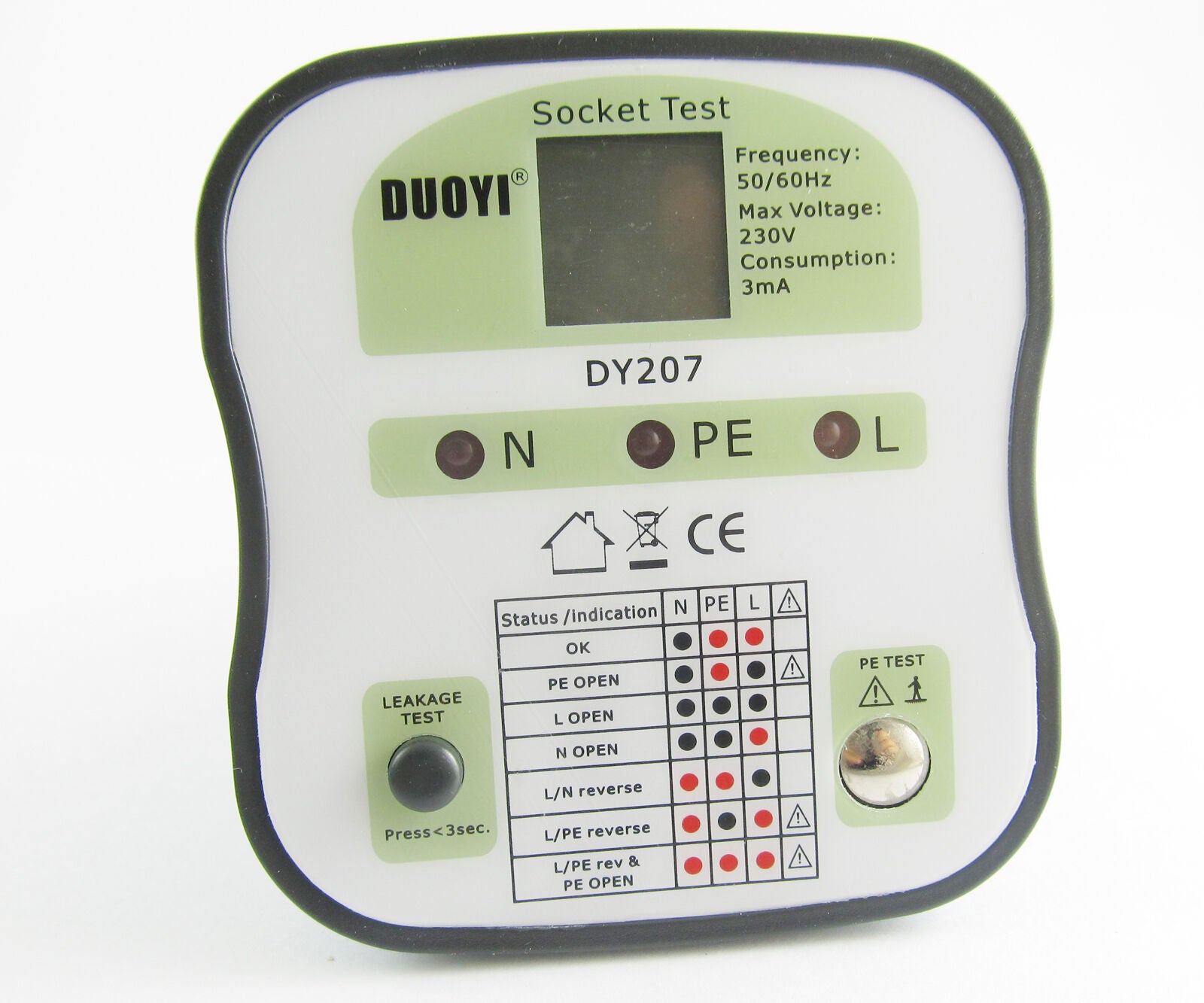 1pc NEW DUOYI DY207 Electrical Socket Tester RCD Plug ( UK ) Europe Version