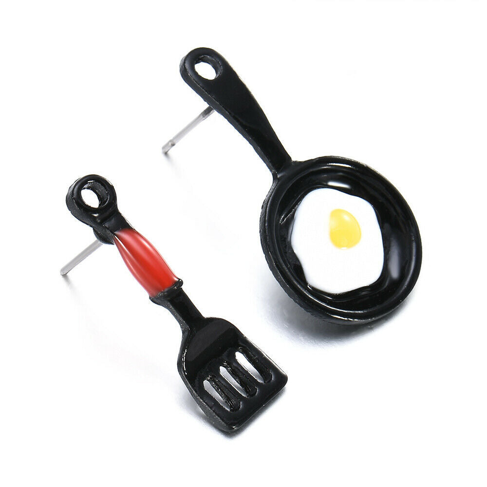 Cartoon Asymmetric Stud Earrings Enamel Fried Egg Earrings For Women Jewelry