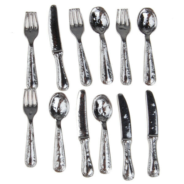 12 Pcs Stainless Steel Tableware Set, Kitchen Furniture and Accessories, 1/12