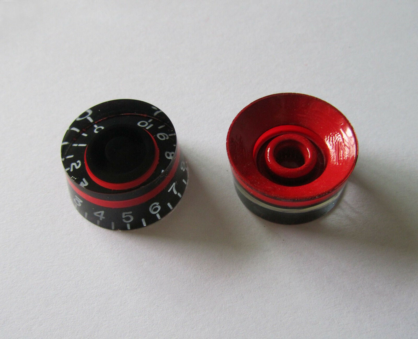 4x LP Custom Control Knobs Speed Dial Knobs Black w/ Red fits Les Paul