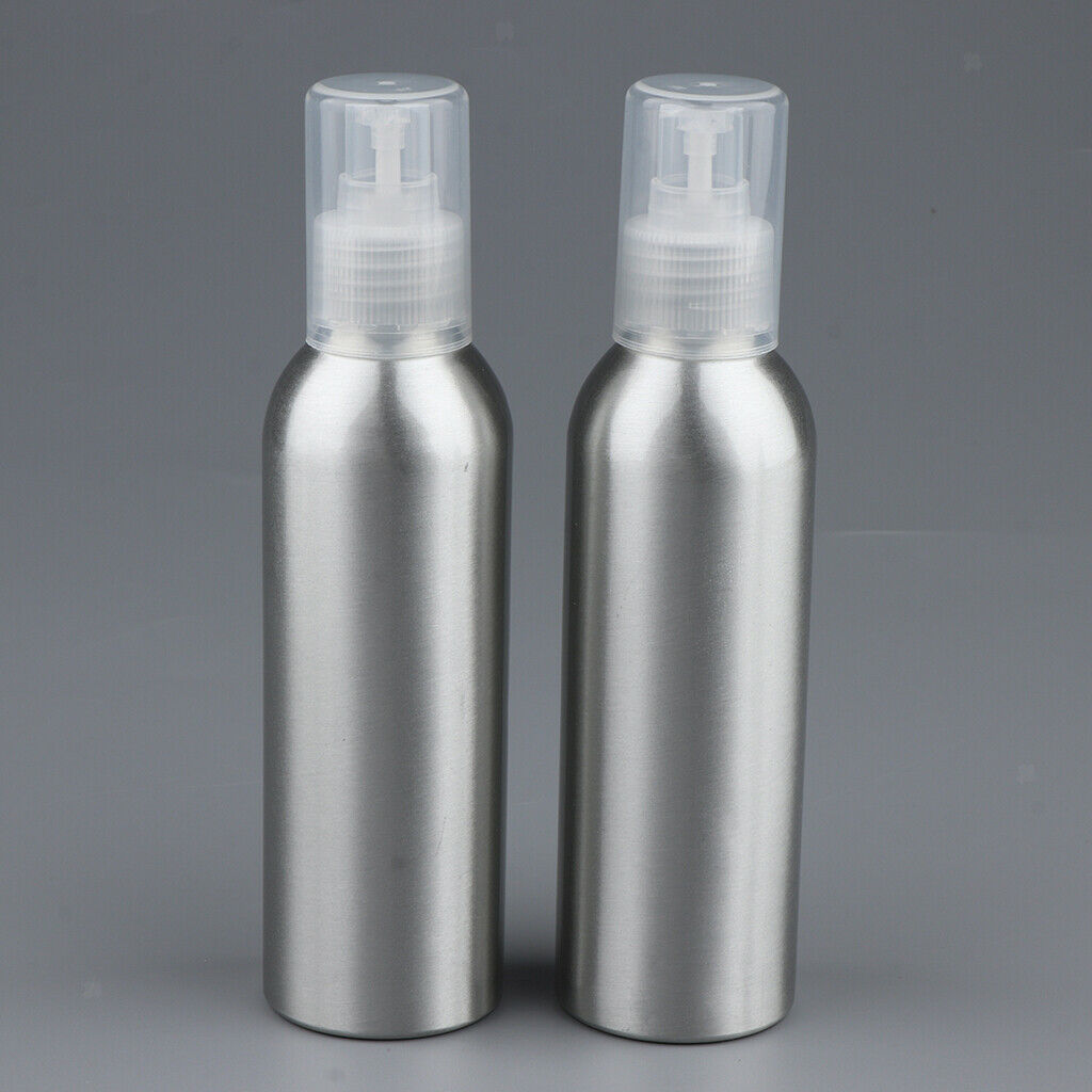 2Pcs Modern Aluminum Refillable Soap Dispenser Pump Bottle For Bathroom - Clear