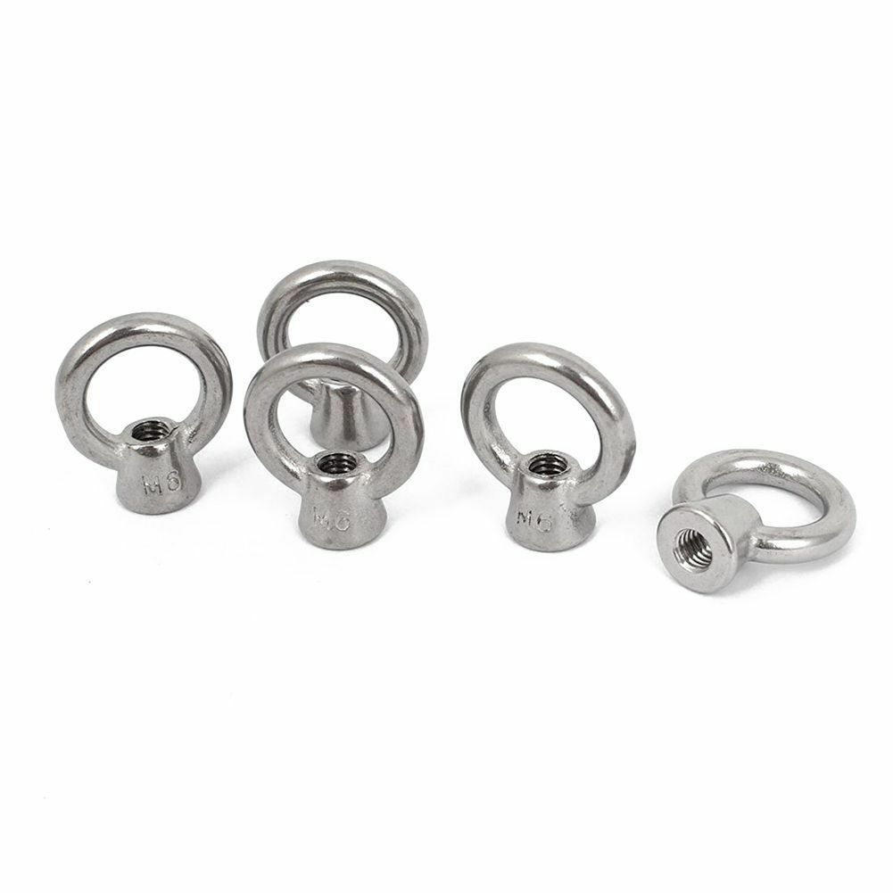 M6 304 Stainless Steel Material Machine Lifting Eye Bolt Nut Bolts 5 Pcs