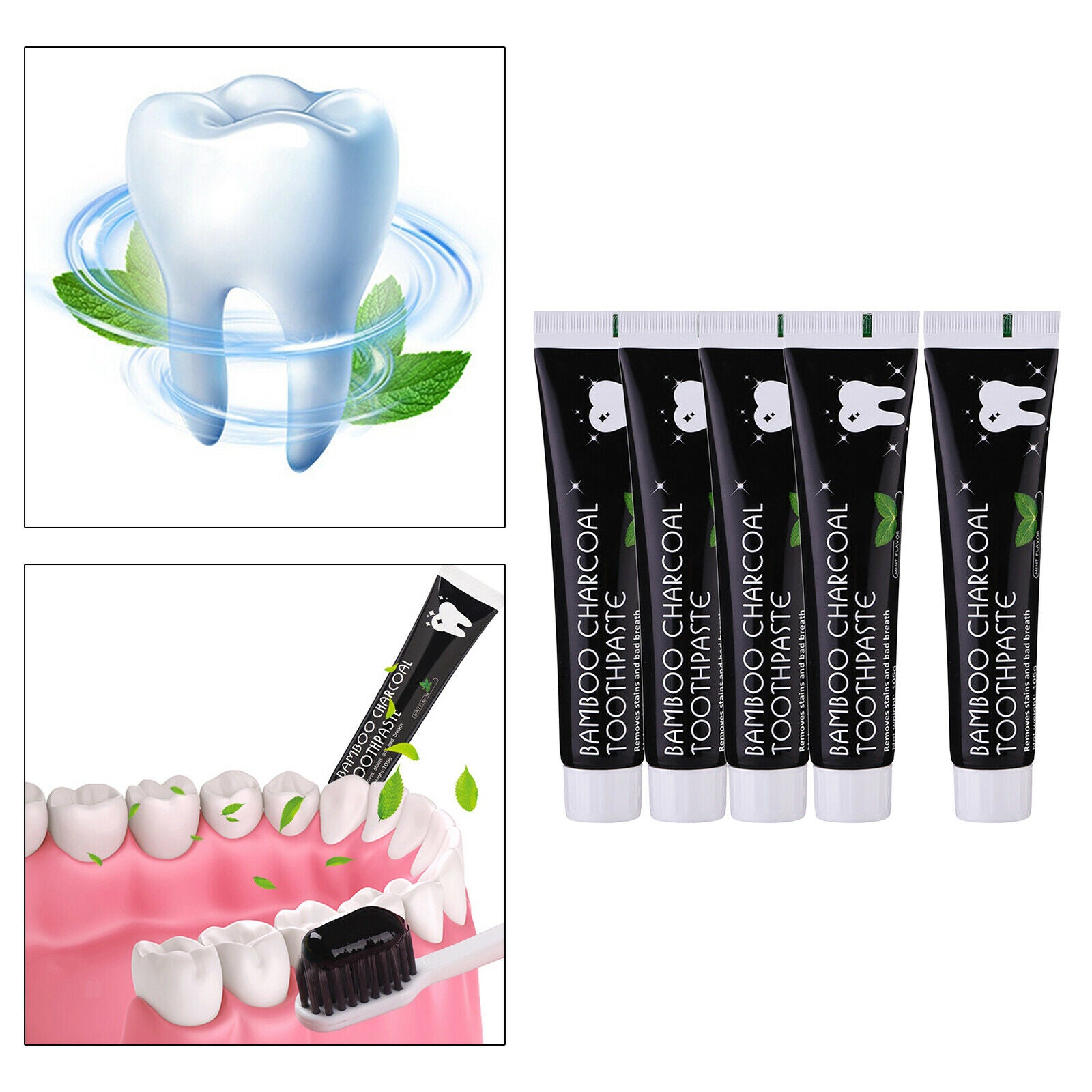 1Pcs Activated Charcoal Whitening Toothpaste Polishes Teeth Freshens Breath