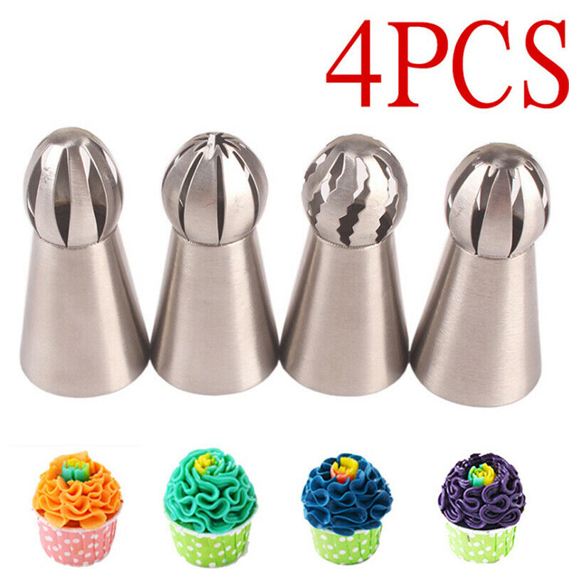 4* Russian Piping Nozzle Sphere Ball Icing Confectioners Pastry Tip Diy C.l8